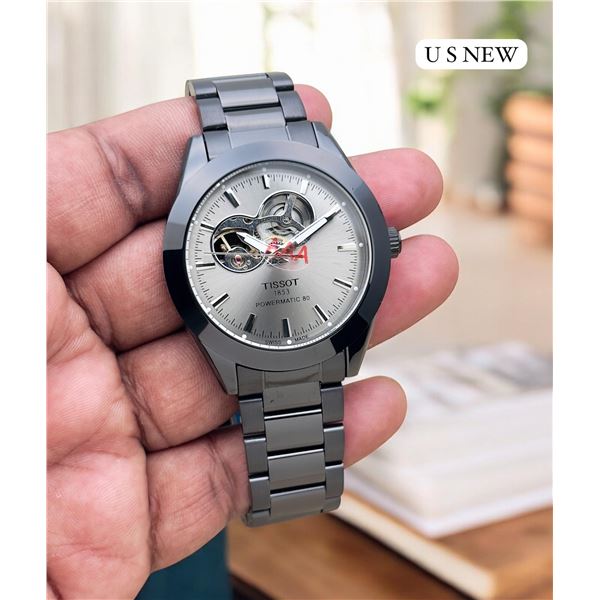 NEW AUTOMATIC TISSOT 1853 POWERMATIC 80 REPLICA WATCH. SILVER DIAL WITHS STAINLESS STELL MARKERS. GR