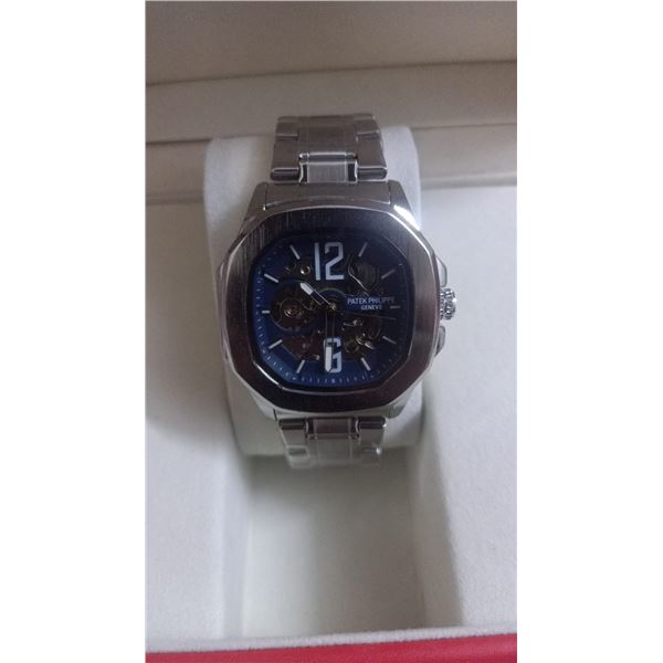 NEW REPLICA AUTOMATIC PATEK PHILIPPE NAUTILUS SKELETON FACE AND BACK REPLICA WATCH. STAINLESS STEEL