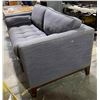 Image 3 : 2-Seat  73" Dark Blue Tufted Sofa (Good Condition, approx. 73  x  35  x 28")
