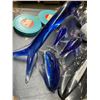 Image 2 : Group of Assorted Decors - includes 3-pcs Dolphins Glass/Vases/Coins Jar/Fossil etc.