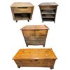Image 1 : Group of 3-pcs Vintage Wooden Nightstand & Antique Cedar Chest on Wheels