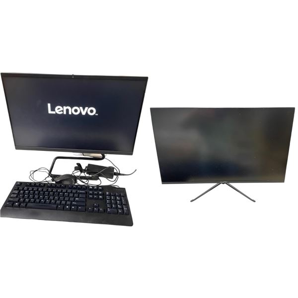 Group of Computer Screens - includes Vizta 28" & Lenovo 24" (Untested)