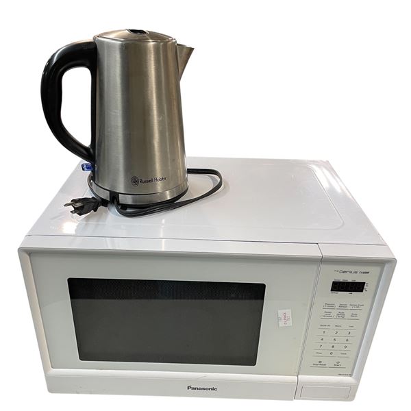 Kitchenware Set - includes Panasonic Genius 1100W Microwave & Russell Hobbs Kettle (Untested)