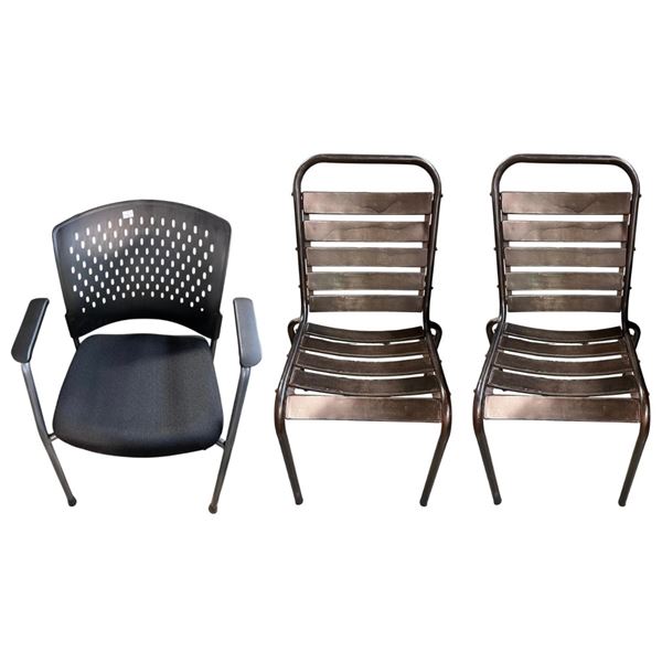 Group of 3 chairs - includes 2 outdoors Metal Chairs
