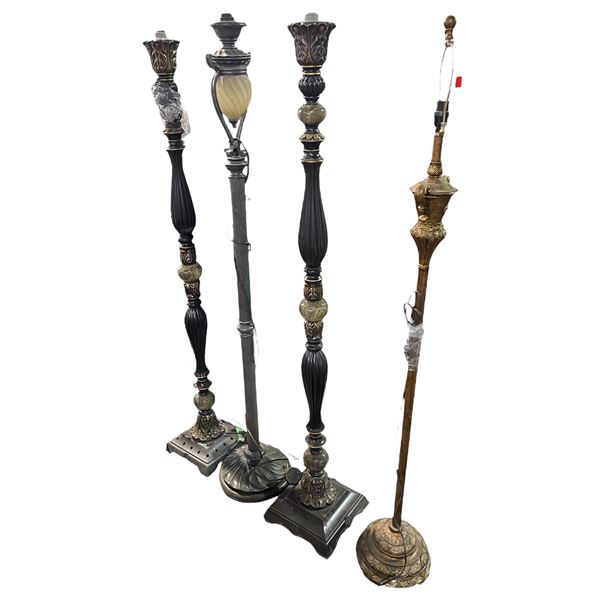 Group of 4 Movie Set Dec Assorted Antique Style Floor Lamps