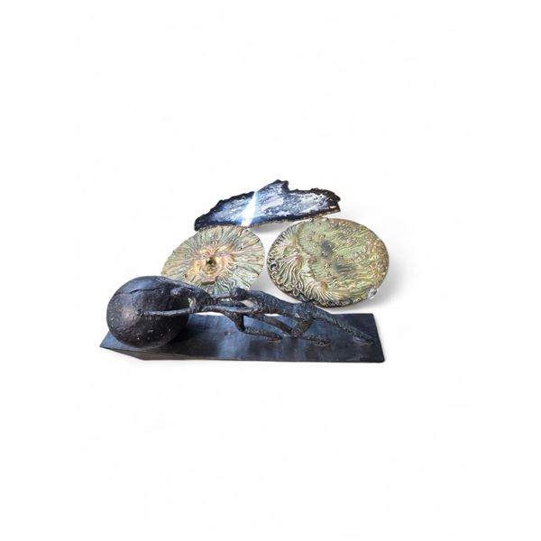 Group of 4 Decorative Items - includes Sculpture/Set of 2 Moon & Sun Wall Hanging Decors & Agate Dec