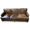 Image 1 : 3-Seats Countryside Ranch Style Brown Leather Sofa (Excellent Condition), approx. H30" x W72" x D30"