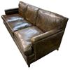 Image 2 : 3-Seats Countryside Ranch Style Brown Leather Sofa (Excellent Condition), approx. H30" x W72" x D30"