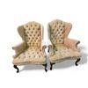 Image 1 : Set Of 2 Vintage English Upholstered Beige/Cream Armchairs, approx. H44" x W29" x D26" each