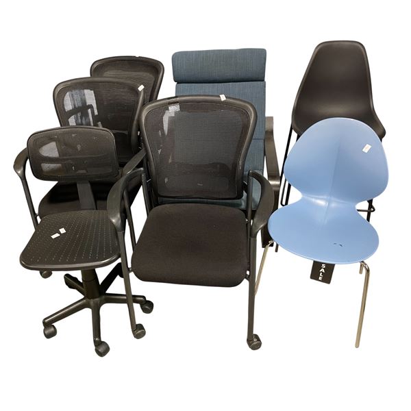 Group of 7 Various Office Chairs, Stools, Etc.