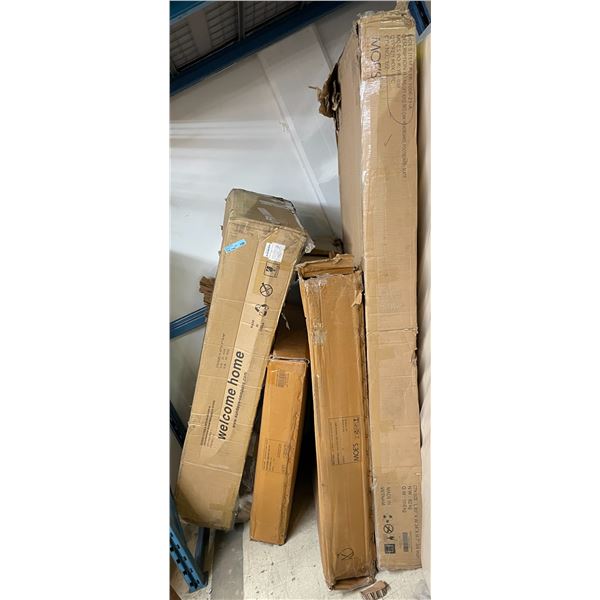 Group Lot of Moe's Furniture Parts - Cloud Bed Queen Stone, Jinxx Dining Table Charcoal Grey, Nomi C