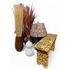Image 1 : Group of Misc - Lamps, Vase w/Faux Plant, Kids Cheetah Bench, Etc.