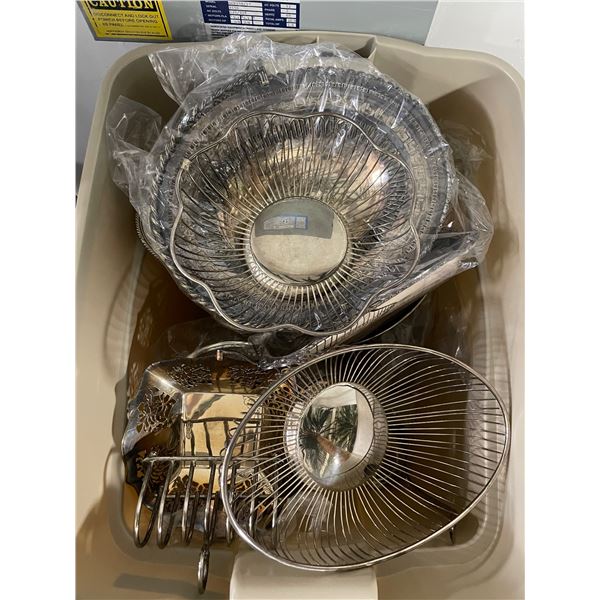 Assorted Silver-Plated Serving Trays & Decorative Bowls