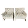 Image 1 : Pair of Mid-Century Modern Tufted Armchairs, Approx. H32" x W29" x D28" Each