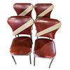 Image 2 : Set of Four Vintage Red Vinyl Diner Chairs + One Folding Lawn Chair