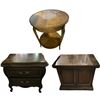 Image 1 : Vintage Wood Round Side Table with Lower Shelf