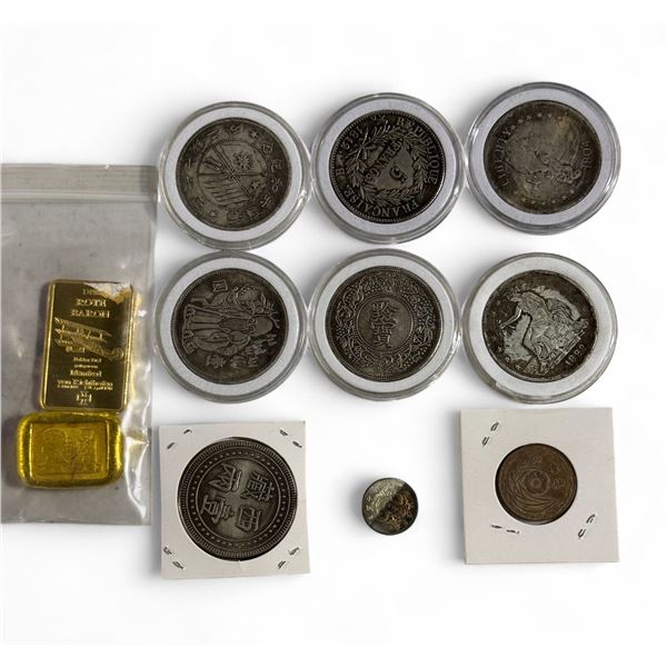 Group of Misc - Two Collector Paper Weights, Collection of Various Coins