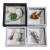 Image 1 : Group of Misc - Spinach Green Jadeite Pendant and Earrings, Pair of Openwork Sino-TIbetan Earrings, 