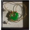 Image 4 : Group of Misc - Spinach Green Jadeite Pendant and Earrings, Pair of Openwork Sino-TIbetan Earrings, 