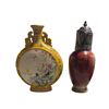 Image 1 : Group of - Famille Rose Moon Vase & Iron Red Glazed Ceremonial Wine Ewer 18th Century
