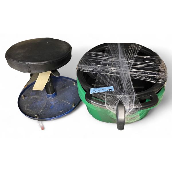 Group - Mechanic Drip Containers & Rolling Mechanics Stool