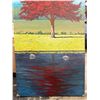 Image 3 : 2 Pc - Wooden Artists Easel & Large Painting