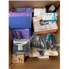 Image 1 : Box of Various Electronics - RGB Mics, Video Conference Lights, Phone Mount, LED Magnifier, Etc.