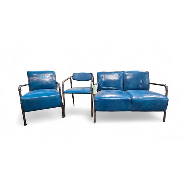 4-pcs Set of Moe's Royce Club Blue Armchair & Couch - w/ x2 Assorted Chairs. Retail Value for the ch