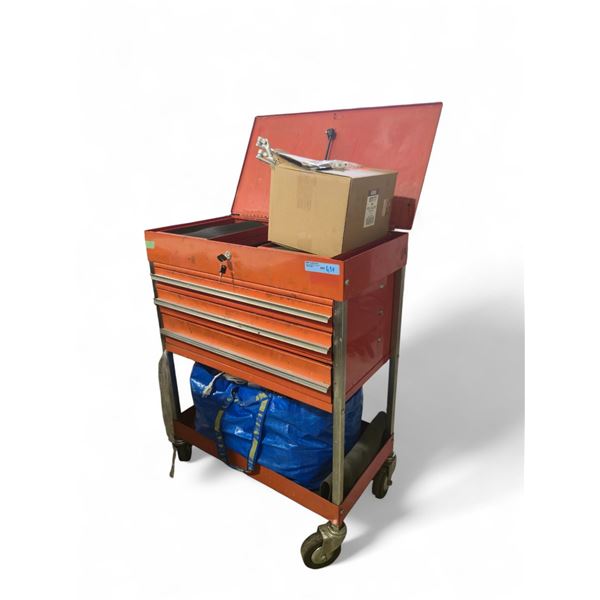 US General 4-Drawer Red Tool Cart w/ key - Good Condition