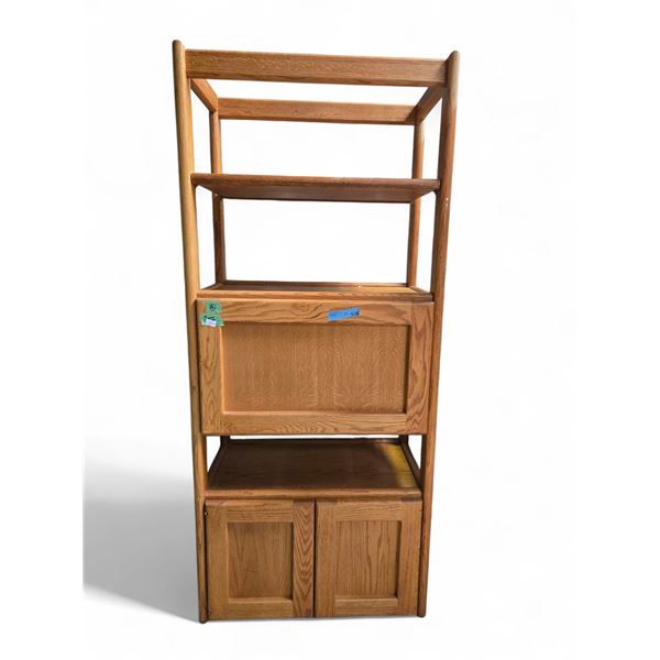 Vintage Oak Media Cabinet, Approx. H74.5" x W32" x D19"