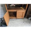 Image 2 : Vintage Oak Media Cabinet, Approx. H74.5" x W32" x D19"