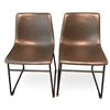 Image 1 : Set of 2 Contemporary Brown Leather Chairs