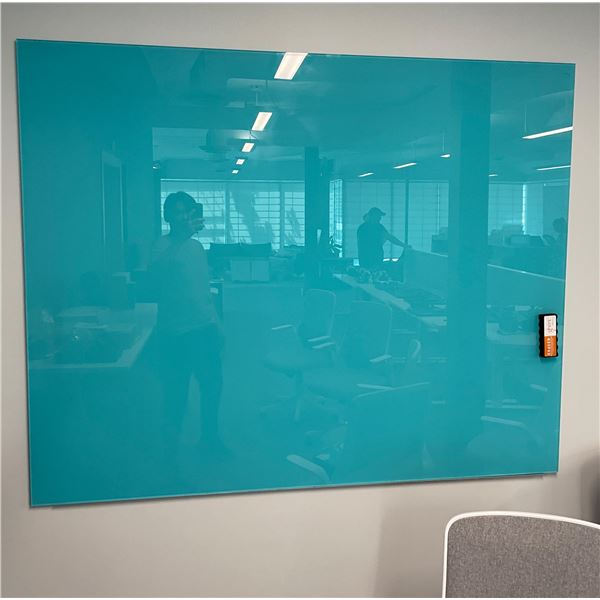 Wall-Mounted Blue Glass Whiteboard