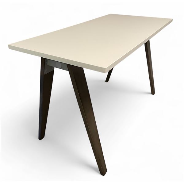 Modern White Office Table, Approx. H29.5" x 48" x D24"