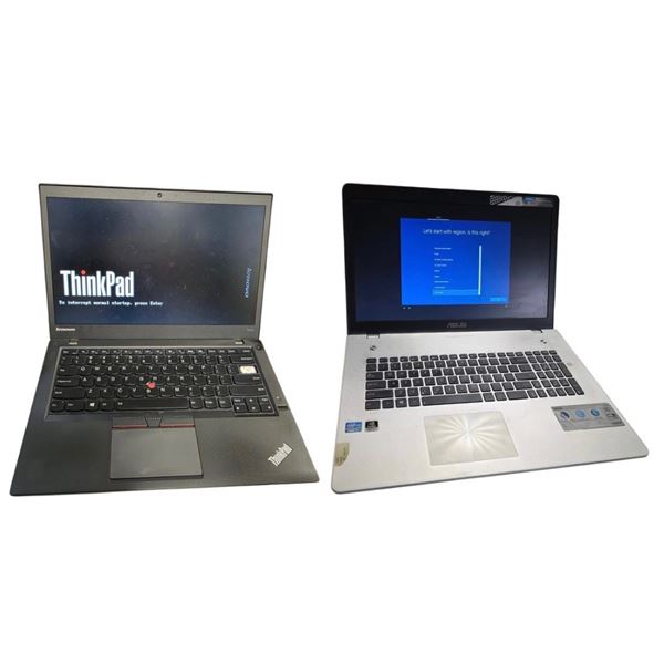 2 pc Lenovo ThinkPad T450s 14 Inch Ultrabook & ASUS 15.6 Inch Laptop, with Charger (Tested - Working