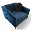 Image 1 : Blue Velvet Armchair,  Approx. H27"x W30" x D34"