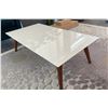 Image 2 : Modern White Gloss Coffee Table with Wooden Legs