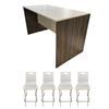 Image 1 : Counter-Height Desk – Woodgrain Sides & White Top, Includes 4 White Bar-Height Chairs, Appr