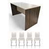 Image 1 : Counter-Height Desk – Woodgrain Sides & White Top, Includes 4 White Bar-Height Chairs, Appr