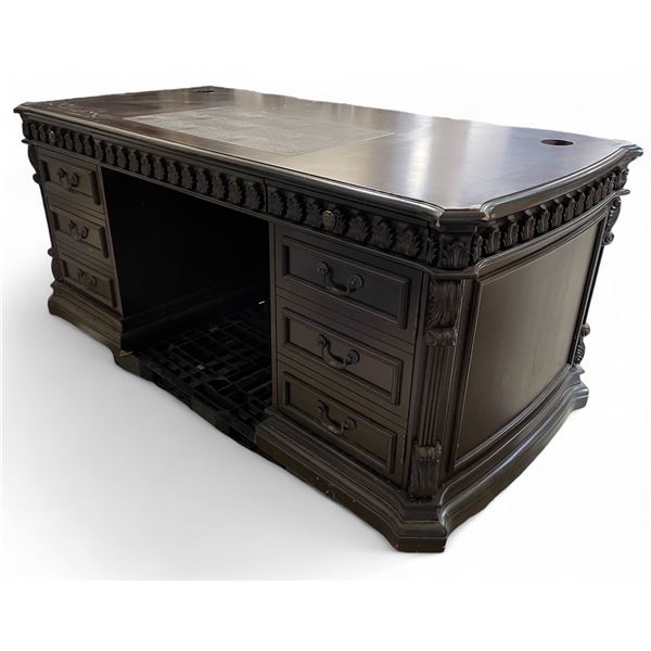 Executive Espresso Veneer Wood Desk - approx. 72" x 24" x 88" H (Some Scratches)