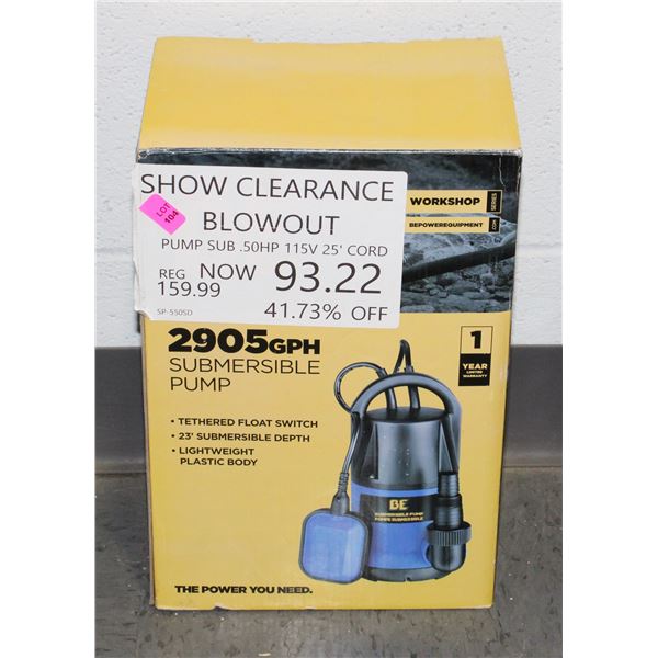 BE AG & INDUSTRIAL2905 GPH SUBMERSIBLE PUMP