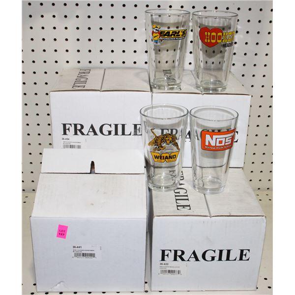 7 CASES OF 16-OZ AUTOMOTIVE THEME GLASSES