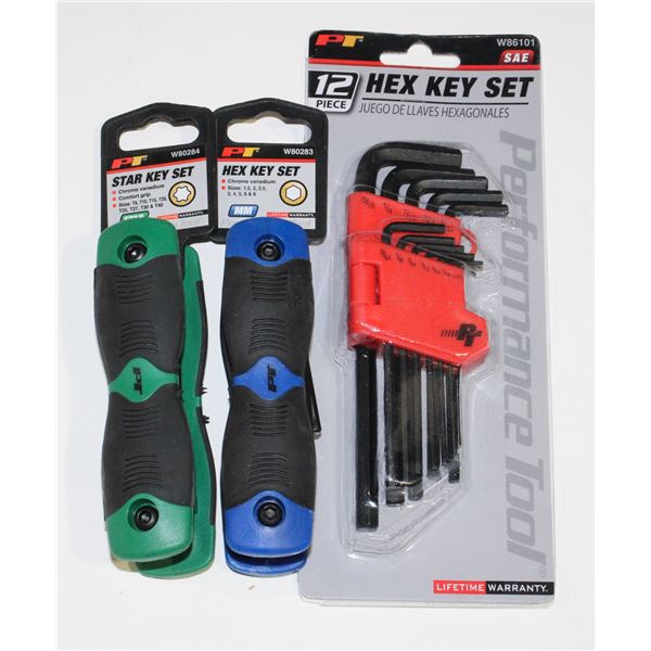12PC SAE HEX KET SET, STAR KEY SET, AND HEX KEY