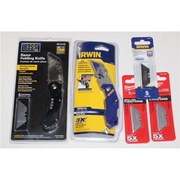 LOT OF UTILITY BLADES AND REPLACEMENT BLADES