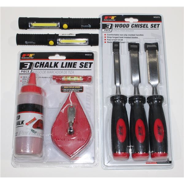 PT CHALK LINE SET, PT 3PC WOOD CHISEL SET,