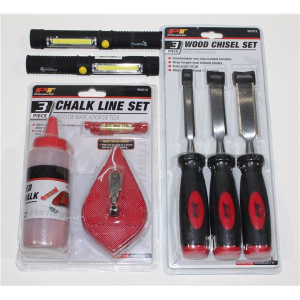 PT CHALK LINE SET, PT 3PC WOOD CHISEL SET,