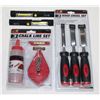 Image 1 : PT CHALK LINE SET, PT 3PC WOOD CHISEL SET,