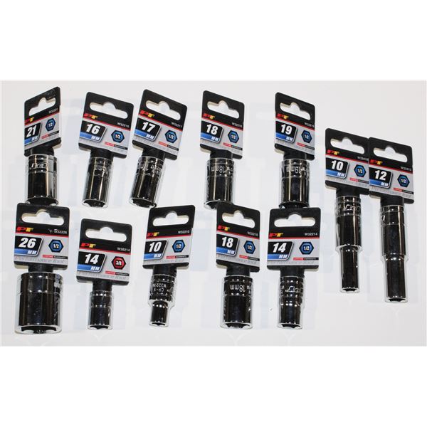 LOT OF 1/2" DRIVE METRIC SOCKETS