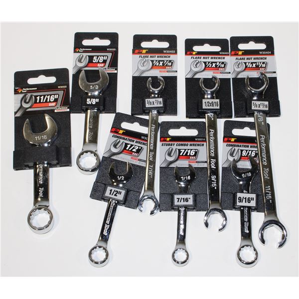 LOT OF SAE FLARE NUT WRENCHES AND COMBINATION