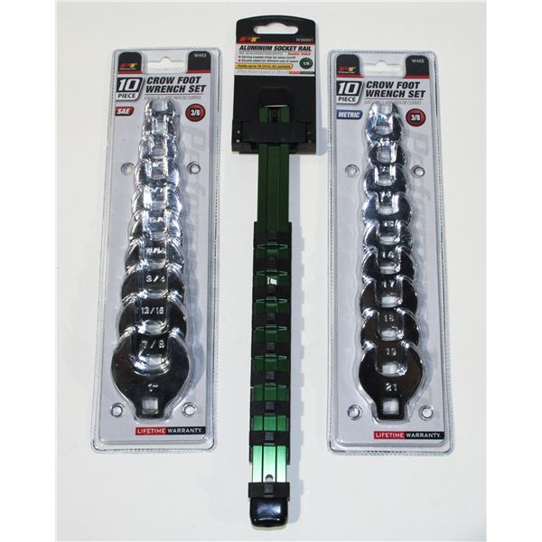ALUMINUM SOCKET RAIL FOR 1/4" SOCKETS, TWO 10PC
